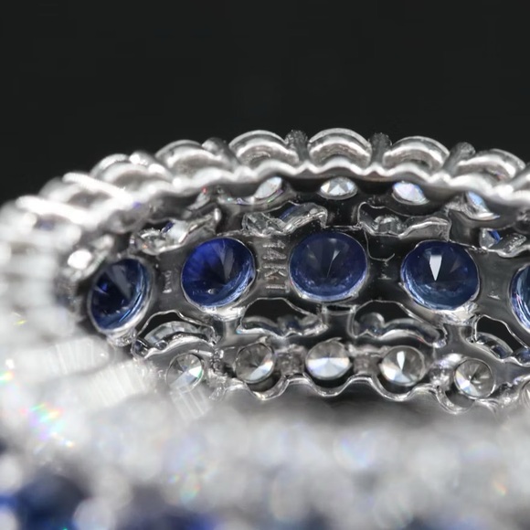 14K 4.40 CTW Sapphire and 2.29 CTW Lab Grown Diamond Eternity Band - Picture 6 of 8